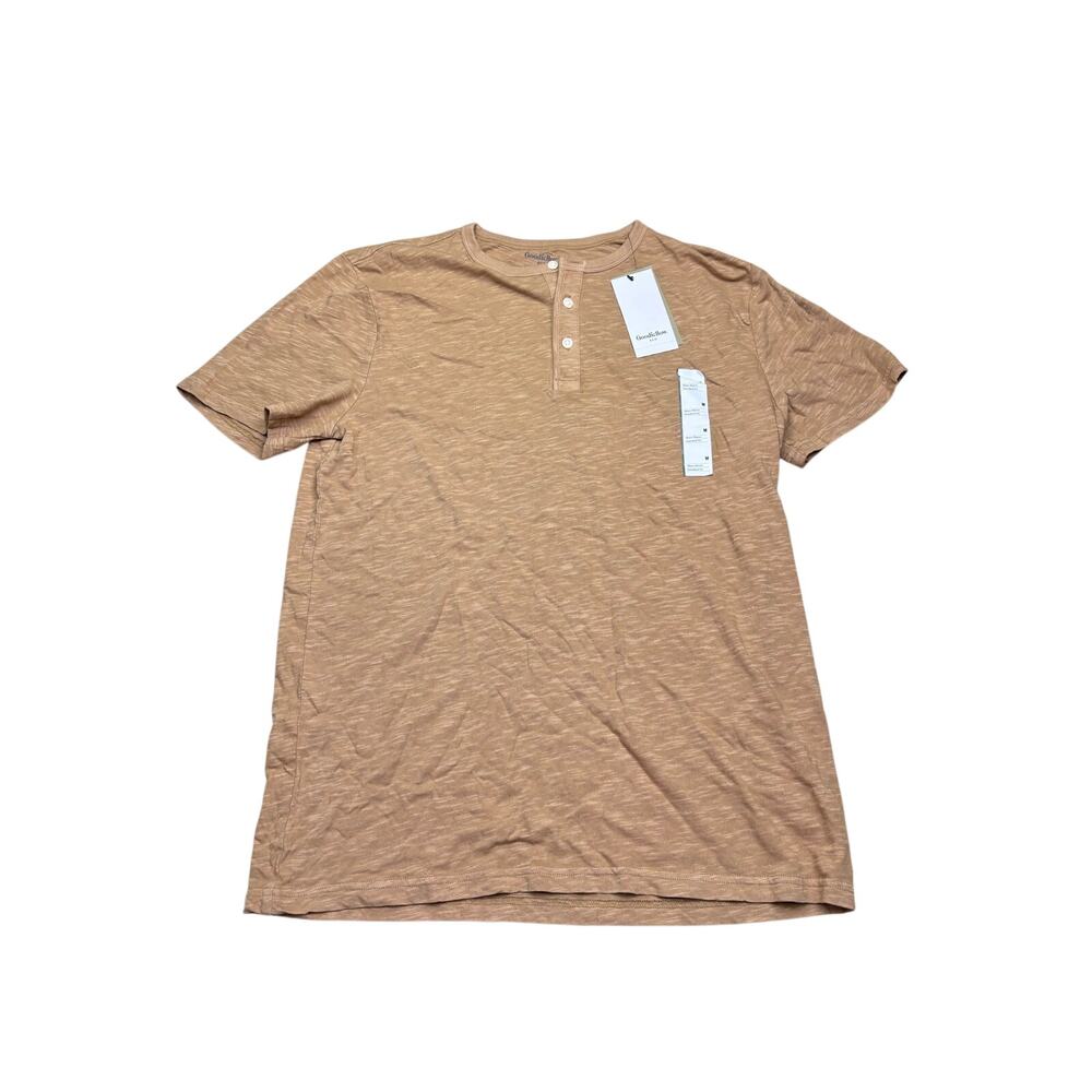 Goodfellow & Co Men's Slub Henley T Shirt Medium Brown Short Sleeve Casual NWT